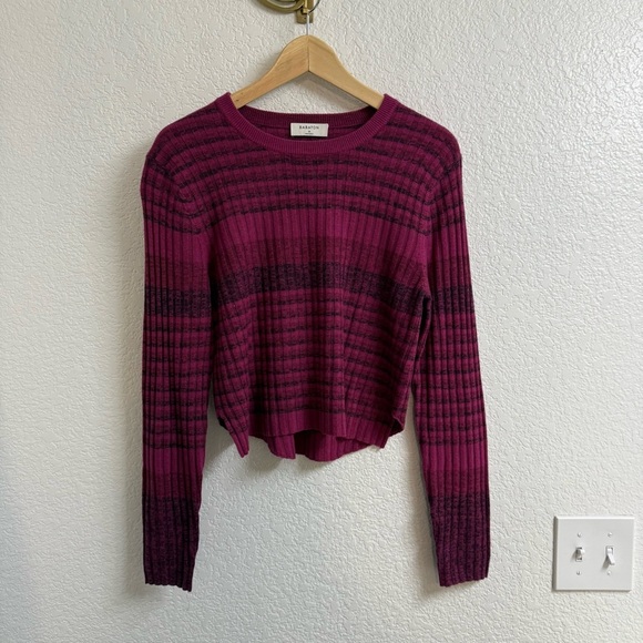 Babaton Nathaniel space dyed striped cropped sweater in raspberry Size M - Picture 2 of 6